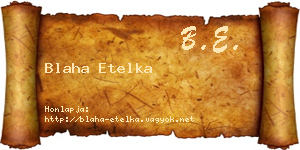 Blaha Etelka névjegykártya